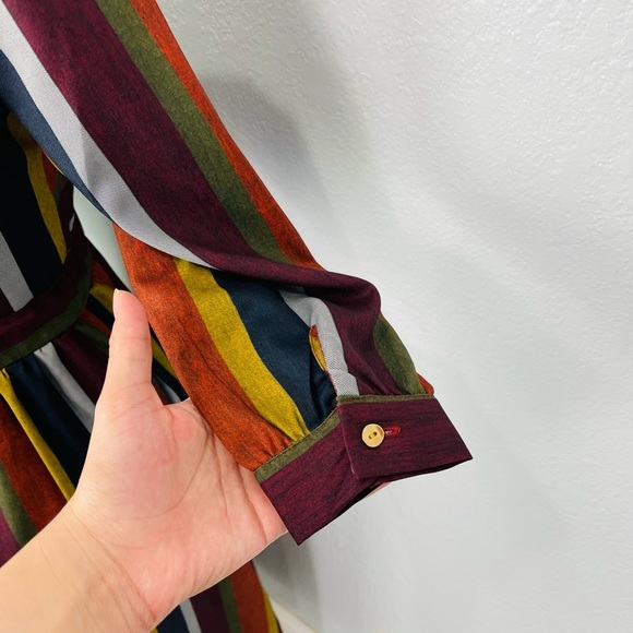 NWOT STRIPE MID SLEEVE BUTTON MUTLICOLOR DRESS - Picture 4 of 8